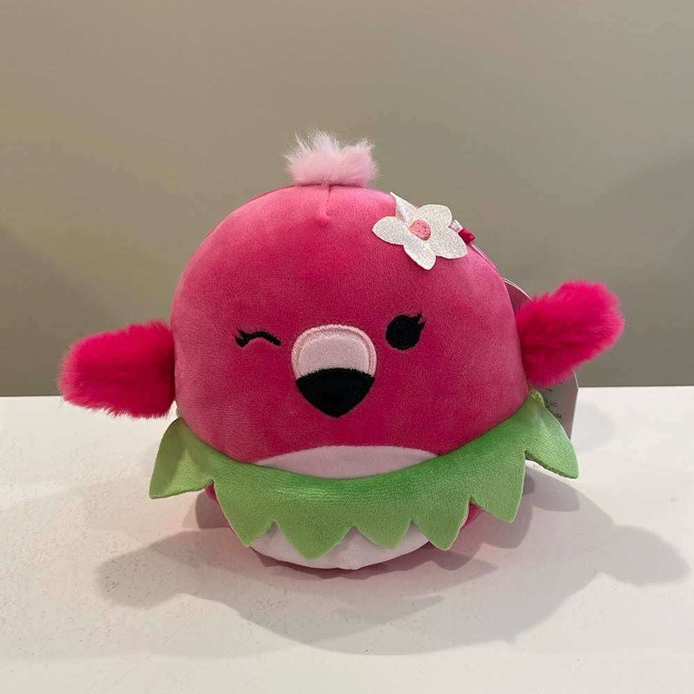 ⚡️NWT 5” Cookie the Flamingo in Hula Skirt Squishmallow from Summer Mystery Bag